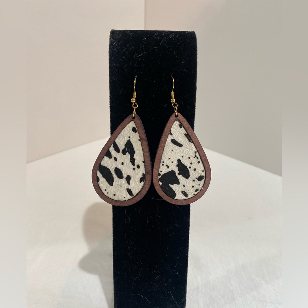 Cow Print Teardrop Earrings